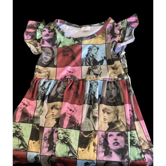 Taylor Swift Twirl Dress, Girls 6/7T, Self Made Swift Collage Print Dress - Picture 1 of 3